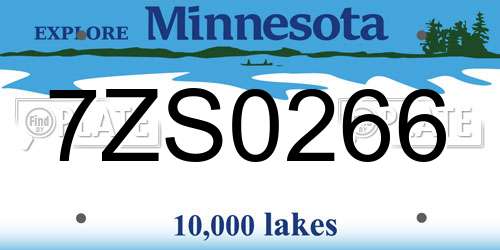 7ZS0266 Minnesota License Plate