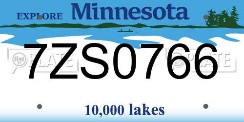 7ZS0766 Minnesota License Plate