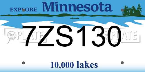 7ZS130 Minnesota License Plate
