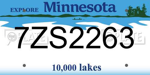 7ZS2263 Minnesota License Plate