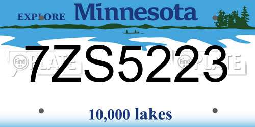 7ZS5223 Minnesota License Plate