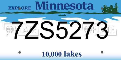 7ZS5273 Minnesota License Plate