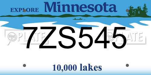 7ZS545 Minnesota License Plate
