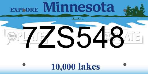 7ZS548 Minnesota License Plate