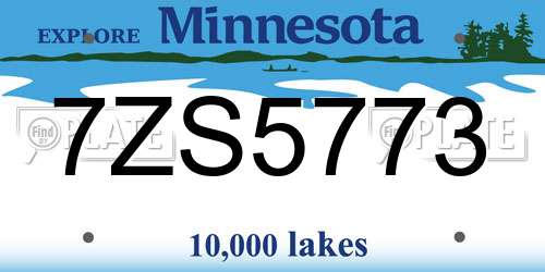7ZS5773 Minnesota License Plate