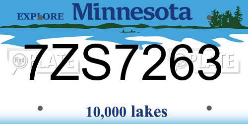 7ZS7263 Minnesota License Plate