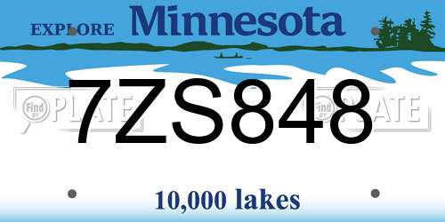 7ZS848 Minnesota License Plate
