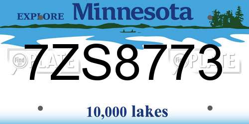 7ZS8773 Minnesota License Plate