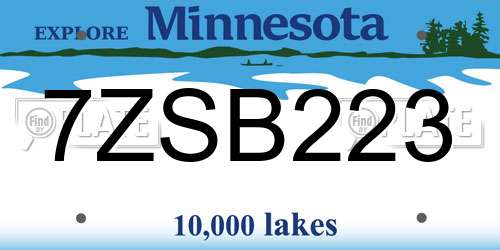 7ZSB223 Minnesota License Plate