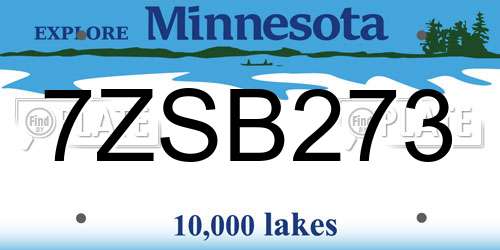 7ZSB273 Minnesota License Plate