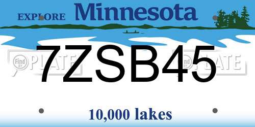 7ZSB45 Minnesota License Plate