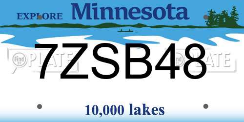7ZSB48 Minnesota License Plate