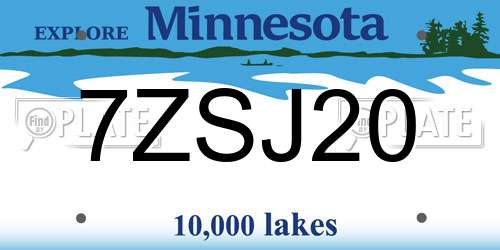 7ZSJ20 Minnesota License Plate