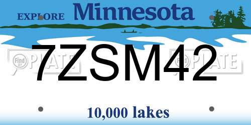 7ZSM42 Minnesota License Plate