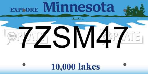 7ZSM47 Minnesota License Plate
