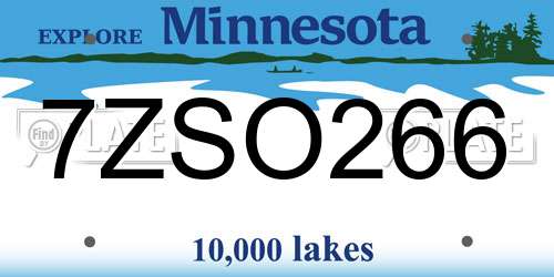 7ZSO266 Minnesota License Plate