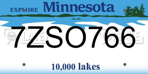 7ZSO766 Minnesota License Plate