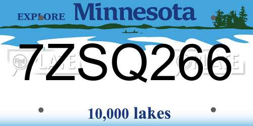 7ZSQ266 Minnesota License Plate