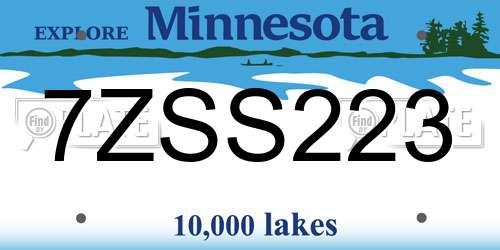7ZSS223 Minnesota License Plate