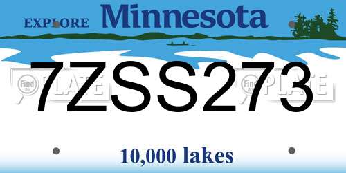 7ZSS273 Minnesota License Plate