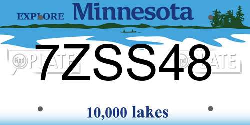 7ZSS48 Minnesota License Plate