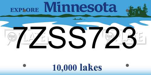 7ZSS723 Minnesota License Plate