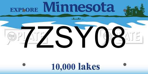 7ZSY08 Minnesota License Plate