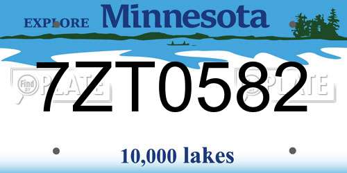 7ZT0582 Minnesota License Plate