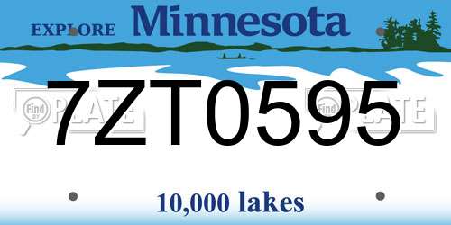 7ZT0595 Minnesota License Plate