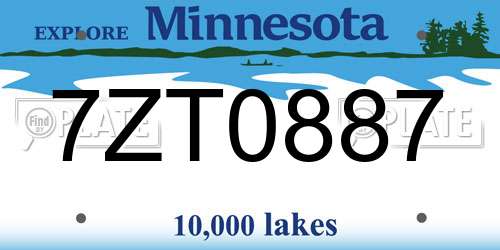 7ZT0887 Minnesota License Plate