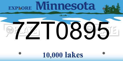 7ZT0895 Minnesota License Plate