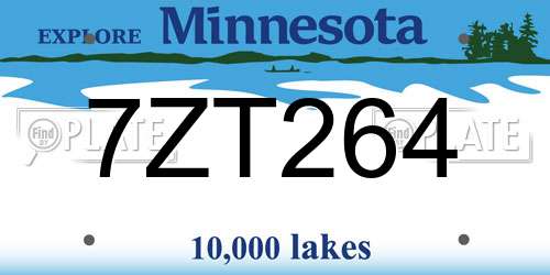 7ZT264 Minnesota License Plate