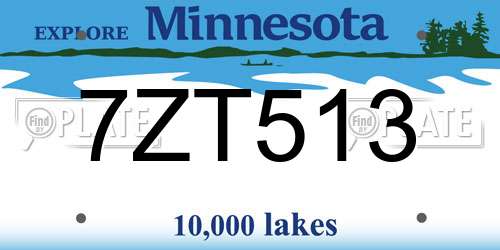 7ZT513 Minnesota License Plate