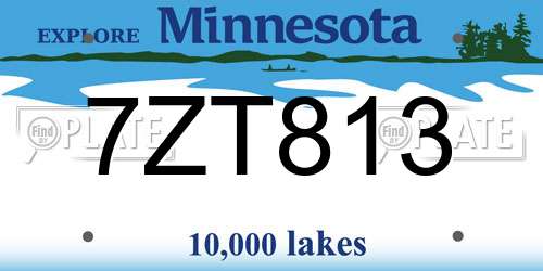 7ZT813 Minnesota License Plate