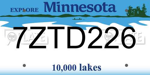 7ZTD226 Minnesota License Plate