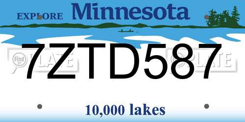 7ZTD587 Minnesota License Plate
