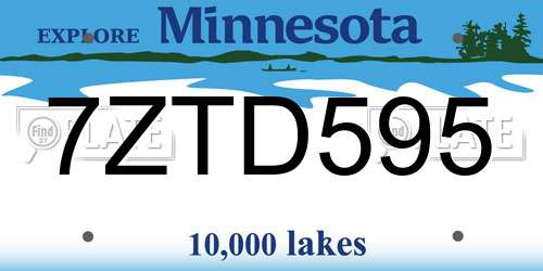 7ZTD595 Minnesota License Plate