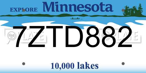7ZTD882 Minnesota License Plate