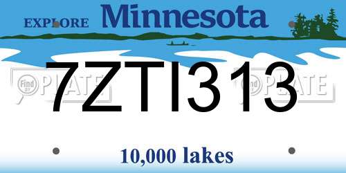 7ZTI313 Minnesota License Plate