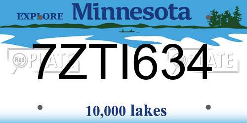 7ZTI634 Minnesota License Plate