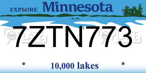 7ZTN773 Minnesota License Plate