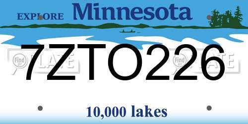 7ZTO226 Minnesota License Plate
