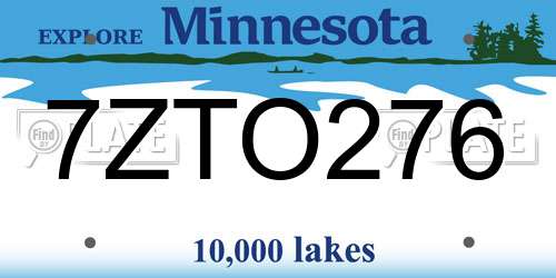7ZTO276 Minnesota License Plate