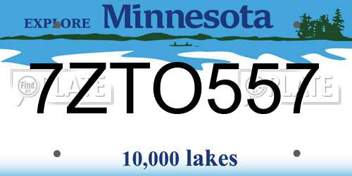 7ZTO557 Minnesota License Plate