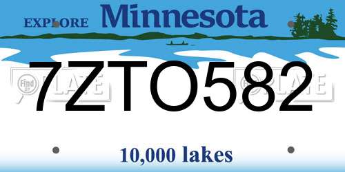 7ZTO582 Minnesota License Plate