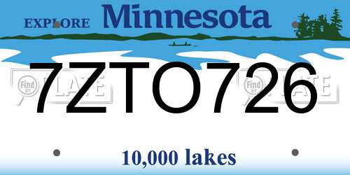 7ZTO726 Minnesota License Plate