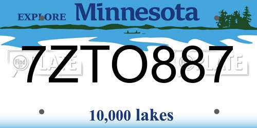 7ZTO887 Minnesota License Plate