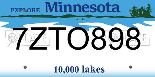 7ZTO898 Minnesota License Plate