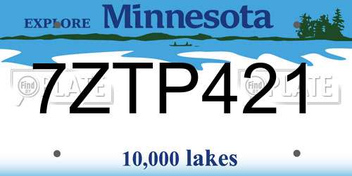 7ZTP421 Minnesota License Plate