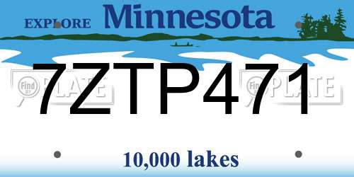 7ZTP471 Minnesota License Plate